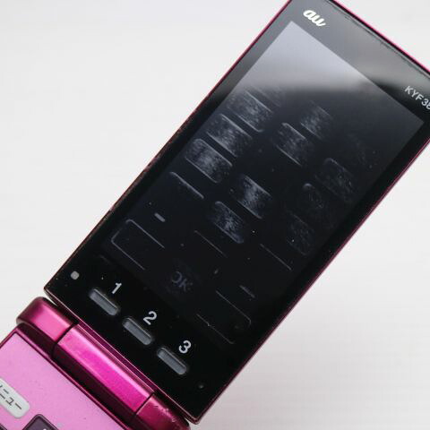 かんたんケータイ KYF38 ワインレッド au 中古 ガラケー 白ロム【良品中古】保証付き 赤ロム保証(サムネイル3枚目)
